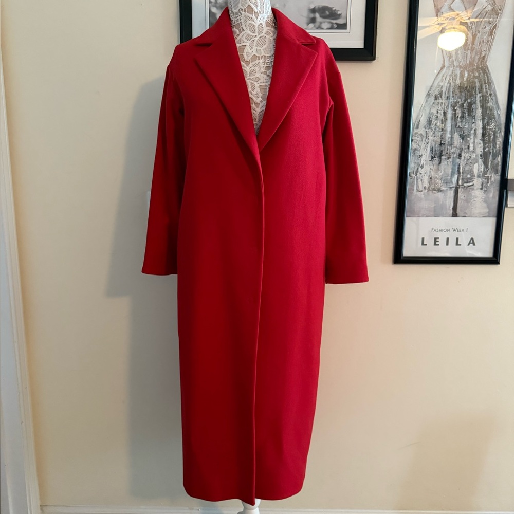 New Wool Red Coat Annie P Size 44( M-L) org $750 80% wool 20% cashmere